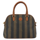 FENDI Pecan Canvas Hand Bag PVC 2way Black Brown Auth 146951-13