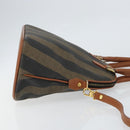FENDI Pecan Canvas Hand Bag PVC 2way Black Brown Auth 146951-3