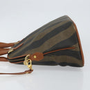 FENDI Pecan Canvas Hand Bag PVC 2way Black Brown Auth 146951-4