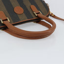 FENDI Pecan Canvas Hand Bag PVC 2way Black Brown Auth 146951-7