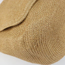 FENDI Celeria Mamma Baguette Shoulder Bag Raffia Beige Silver Auth 146952-16