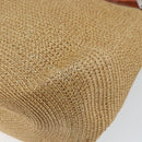 FENDI Celeria Mamma Baguette Shoulder Bag Raffia Beige Silver Auth 146952-17