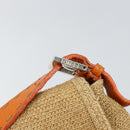 FENDI Celeria Mamma Baguette Shoulder Bag Raffia Beige Silver Auth 146952-8