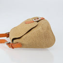 FENDI Celeria Mamma Baguette Shoulder Bag Raffia Beige Silver Auth 146952-4