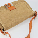 FENDI Celeria Mamma Baguette Shoulder Bag Raffia Beige Silver Auth 146952-6