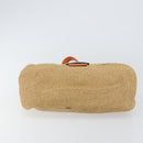 FENDI Celeria Mamma Baguette Shoulder Bag Raffia Beige Silver Auth 146952-5