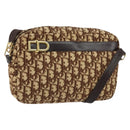 Christian Dior Trotter Canvas Shoulder Bag Brown Gold Auth 146954-1