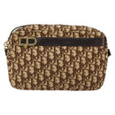 Christian Dior Trotter Canvas Shoulder Bag Brown Gold Auth 146954-13