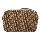 Christian Dior Trotter Canvas Shoulder Bag Brown Gold Auth 146954-2