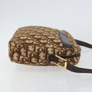 Christian Dior Trotter Canvas Shoulder Bag Brown Gold Auth 146954-3