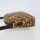 Christian Dior Trotter Canvas Shoulder Bag Brown Gold Auth 146954-4