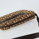 Christian Dior Trotter Canvas Shoulder Bag Brown Gold Auth 146954-6