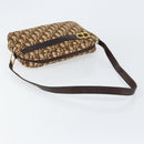 Christian Dior Trotter Canvas Shoulder Bag Brown Gold Auth 146954-7