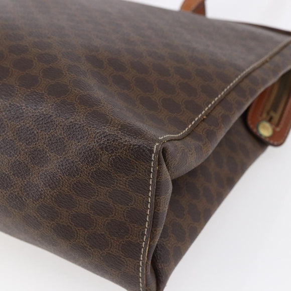 CELINE Macadam Canvas Tote Bag PVC Leather Brown Gold Auth 146956