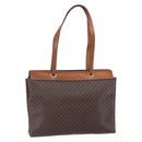 CELINE Macadam Canvas Tote Bag PVC Leather Brown Gold Auth 146956-1