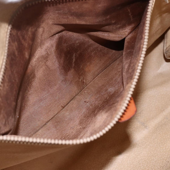 CELINE Macadam Canvas Tote Bag PVC Leather Brown Gold Auth 146956