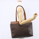 CELINE Macadam Canvas Tote Bag PVC Leather Brown Gold Auth 146956-22