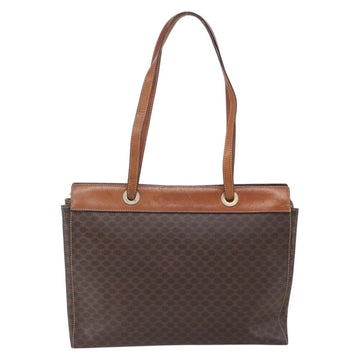 CELINE Macadam Canvas Tote Bag PVC Leather Brown Gold Auth 146956 - 0