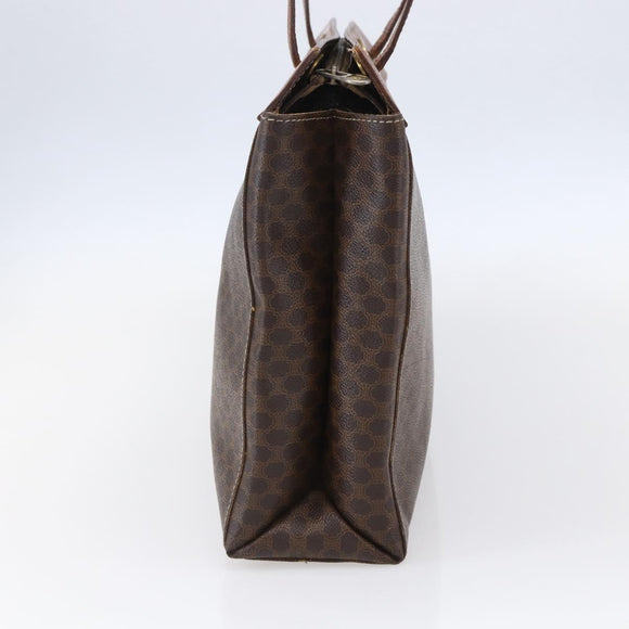 CELINE Macadam Canvas Tote Bag PVC Leather Brown Gold Auth 146956