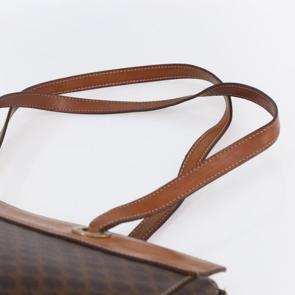 CELINE Macadam Canvas Tote Bag PVC Leather Brown Gold Auth 146956