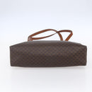 CELINE Macadam Canvas Tote Bag PVC Leather Brown Gold Auth 146956-5