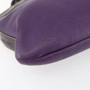 Miu Miu Wood Hand Bag Leather 2way Purple Silver Auth 146964-15