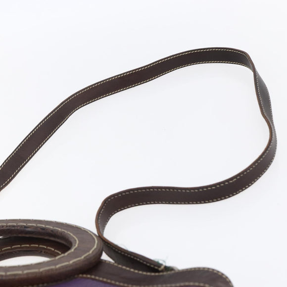 Miu Miu Wood Hand Bag Leather 2way Purple Silver Auth 146964