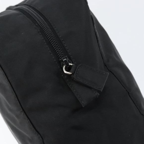 PRADA Hand Bag Nylon Black Silver Auth 146965