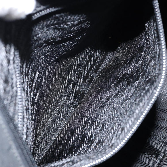 PRADA Hand Bag Nylon Black Silver Auth 146965