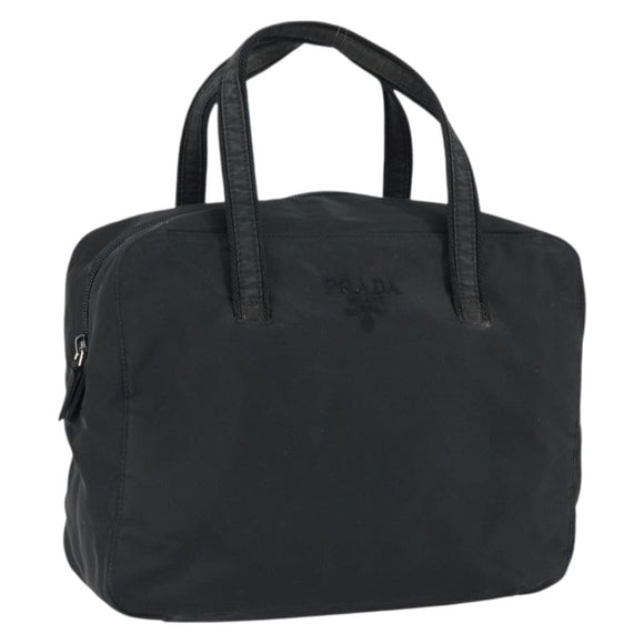 PRADA Hand Bag Nylon Black Silver Auth 146965
