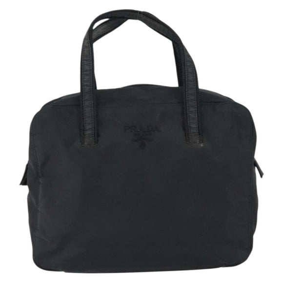 PRADA Hand Bag Nylon Black Silver Auth 146965
