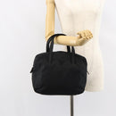 PRADA Hand Bag Nylon Black Silver Auth 146965-21