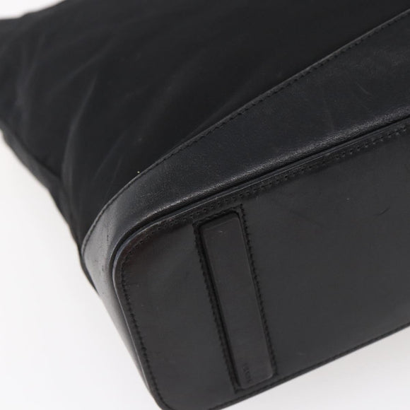 PRADA Tote Bag Nylon Black Silver Auth 146966