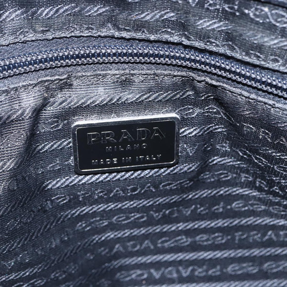 PRADA Tote Bag Nylon Black Silver Auth 146966
