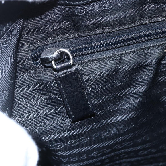 PRADA Tote Bag Nylon Black Silver Auth 146966