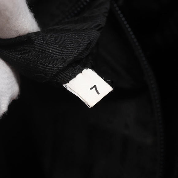 PRADA Tote Bag Nylon Black Silver Auth 146966