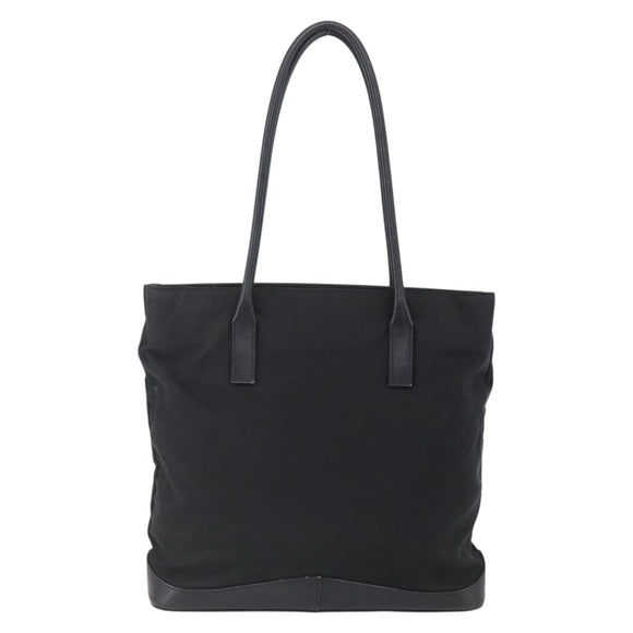 PRADA Tote Bag Nylon Black Silver Auth 146966
