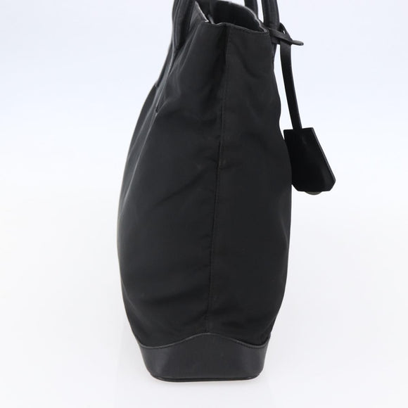 PRADA Tote Bag Nylon Black Silver Auth 146966