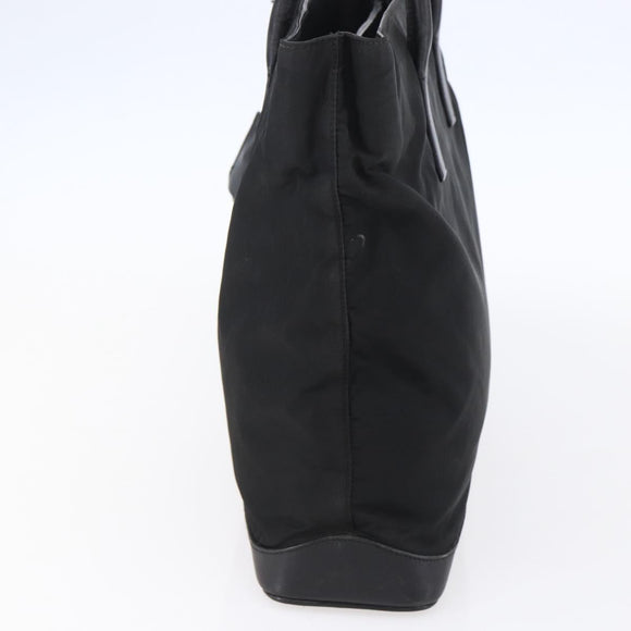 PRADA Tote Bag Nylon Black Silver Auth 146966