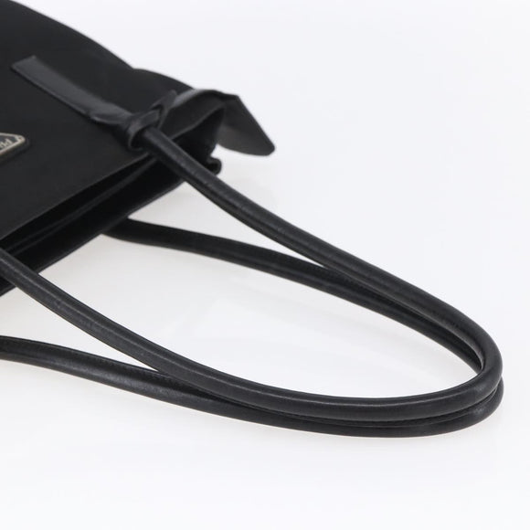 PRADA Tote Bag Nylon Black Silver Auth 146966