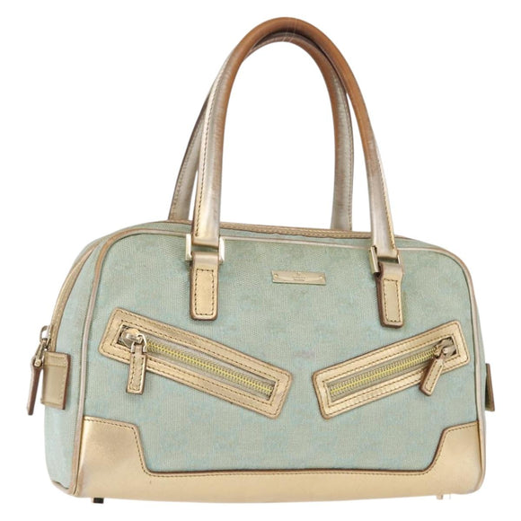 GUCCI GG Canvas Hand Bag Peppermint Gold 000 0852 Auth 146975