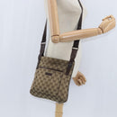 GUCCI GG Canvas Shoulder Bag Beige Silver 122798 Auth 146976-21