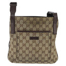 GUCCI GG Canvas Shoulder Bag Beige Silver 122798 Auth 146976-13