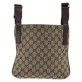 GUCCI GG Canvas Shoulder Bag Beige Silver 122798 Auth 146976 - 0