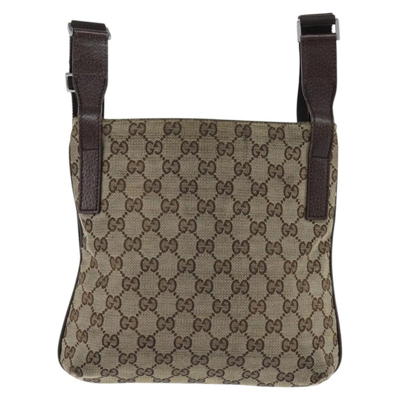 GUCCI GG Canvas Shoulder Bag Beige Silver 122798 Auth 146976