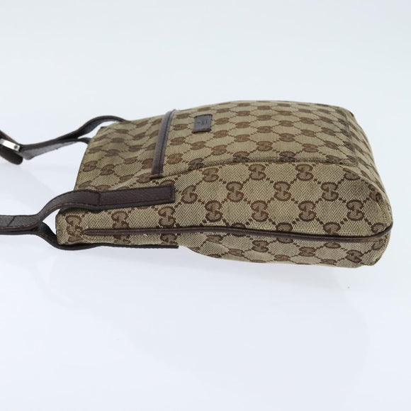 GUCCI GG Canvas Shoulder Bag Beige Silver 122798 Auth 146976