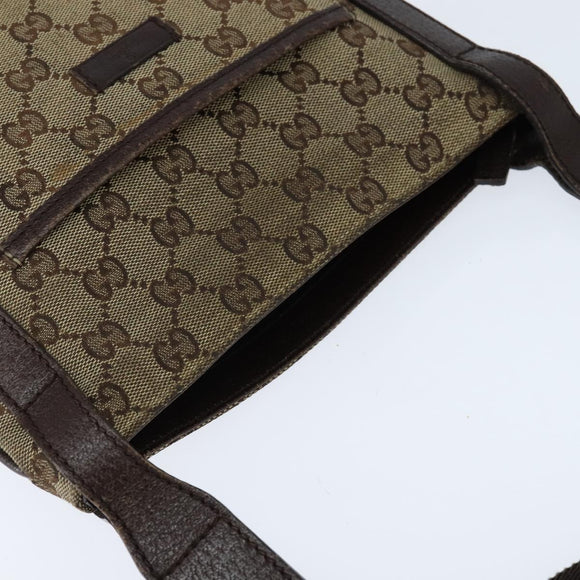 GUCCI GG Canvas Shoulder Bag Beige Silver 122798 Auth 146976