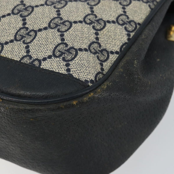 GUCCI GG Supreme Sherry Line Shoulder Bag PVC Navy Gold 116 02 076 Auth 146977