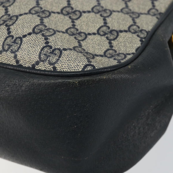 GUCCI GG Supreme Sherry Line Shoulder Bag PVC Navy Gold 116 02 076 Auth 146977