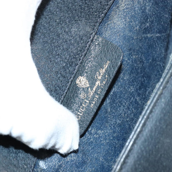 GUCCI GG Supreme Sherry Line Shoulder Bag PVC Navy Gold 116 02 076 Auth 146977